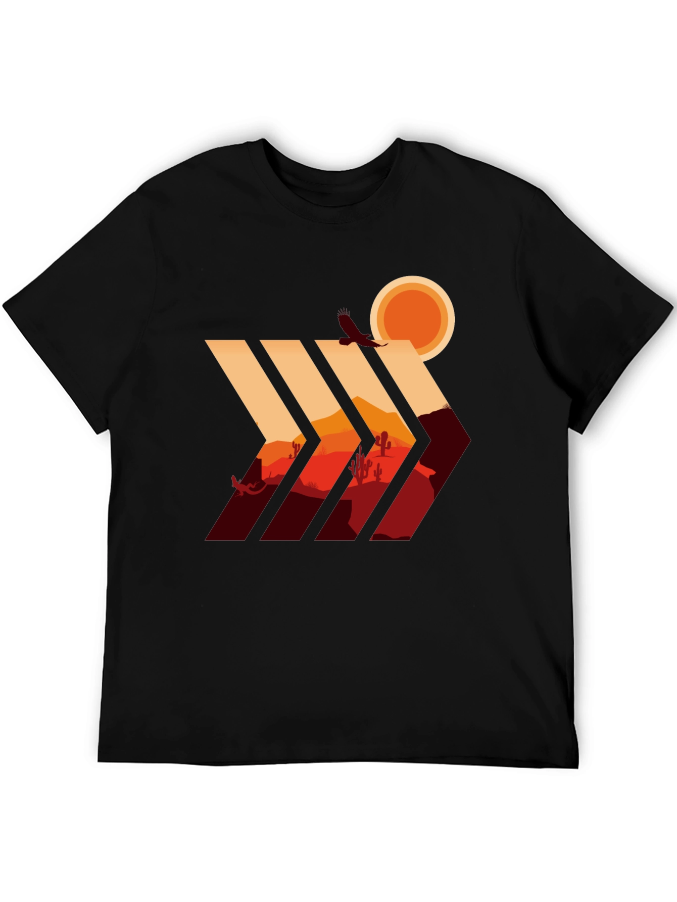 Desert Vista Graphic Tee - Stylish Mens Black T-Shirt