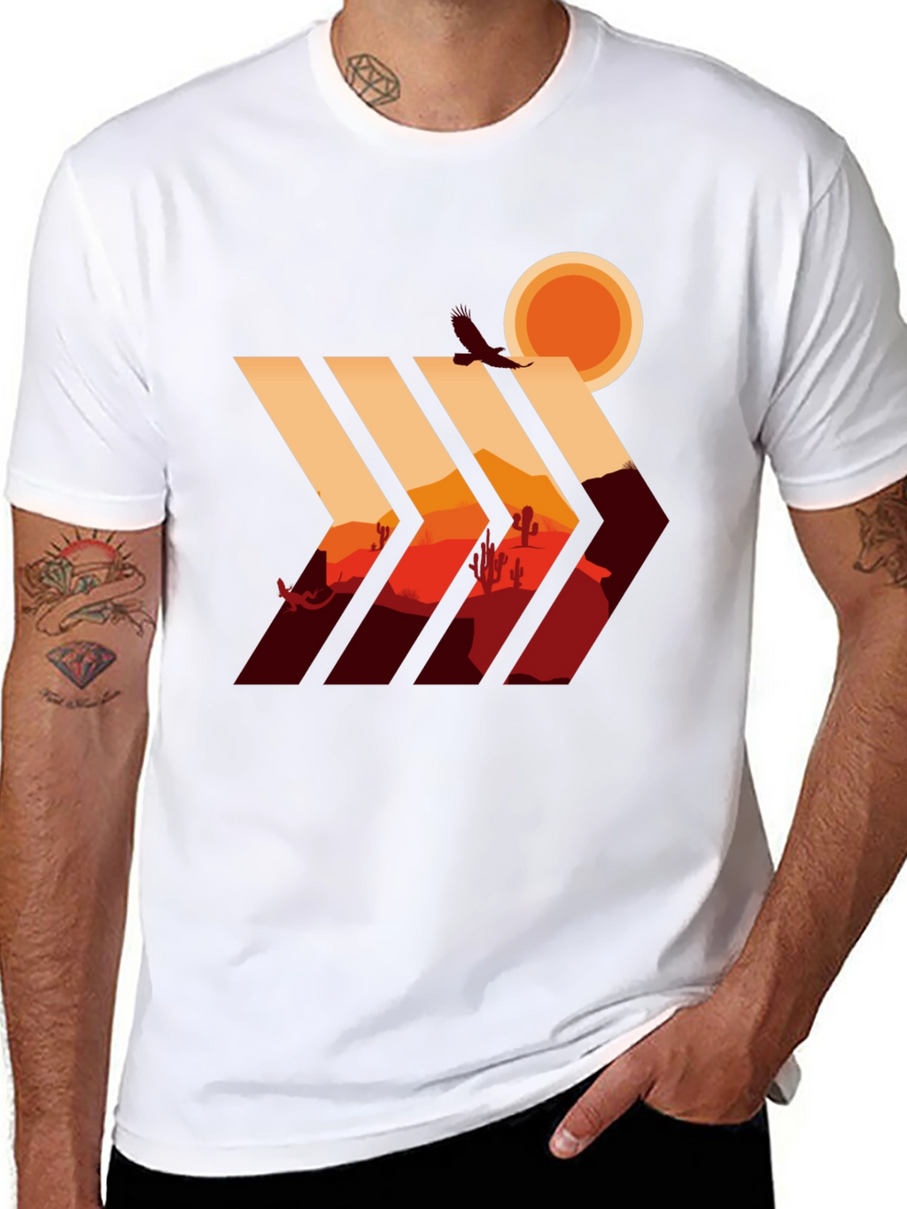 Desert Vista Graphic Tee - Stylish Mens Black T-Shirt