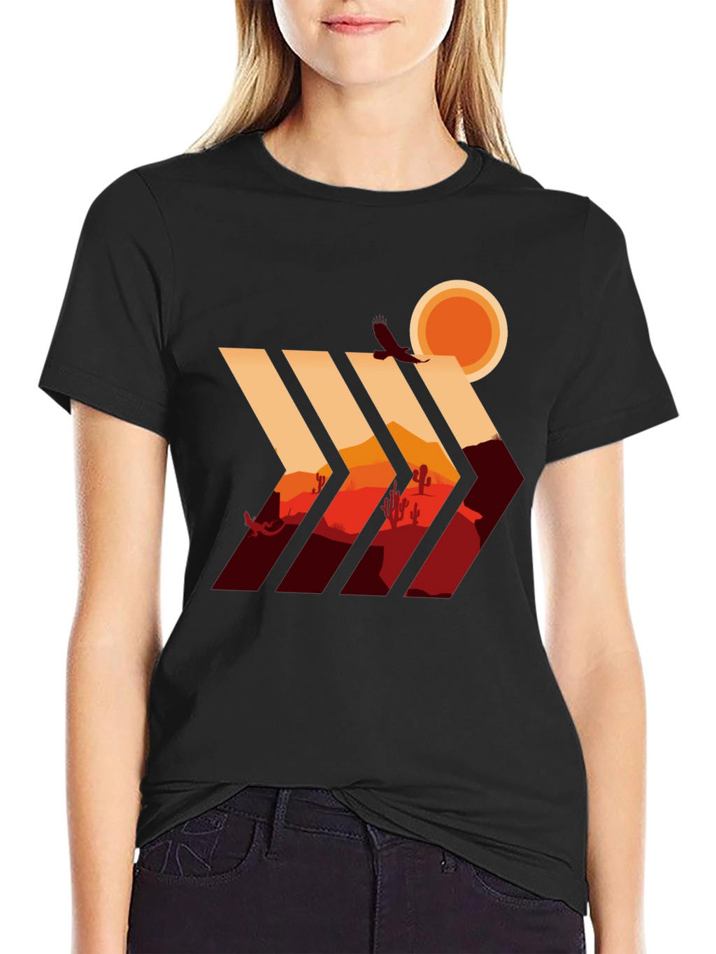 Desert Vista Graphic Tee - Stylish Mens Black T-Shirt