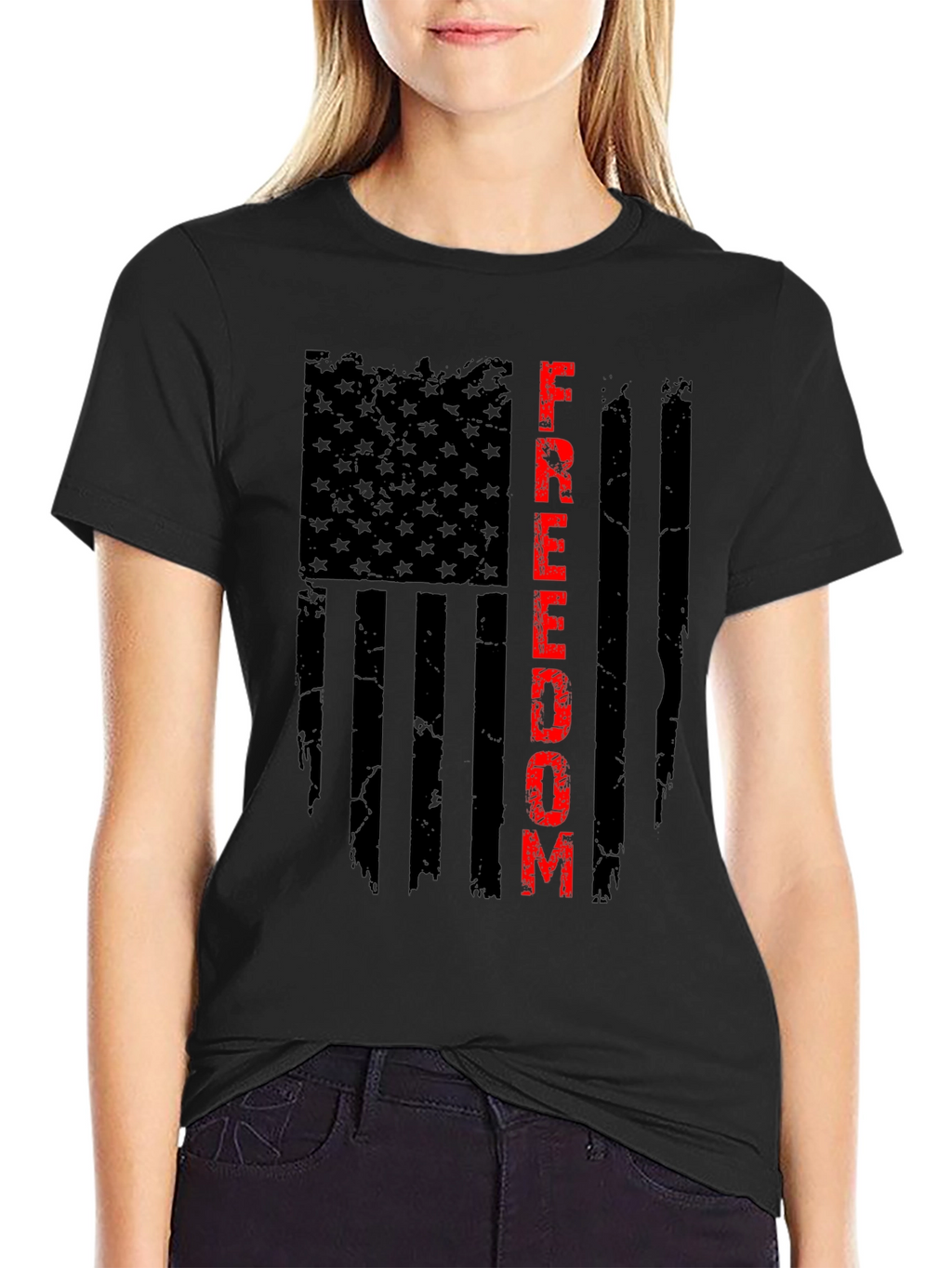 Freedom Flag Graphic T-Shirt - Patriotic Black Tee