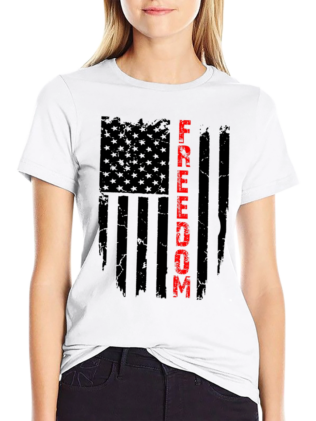 Freedom Flag Graphic T-Shirt - Patriotic Black Tee