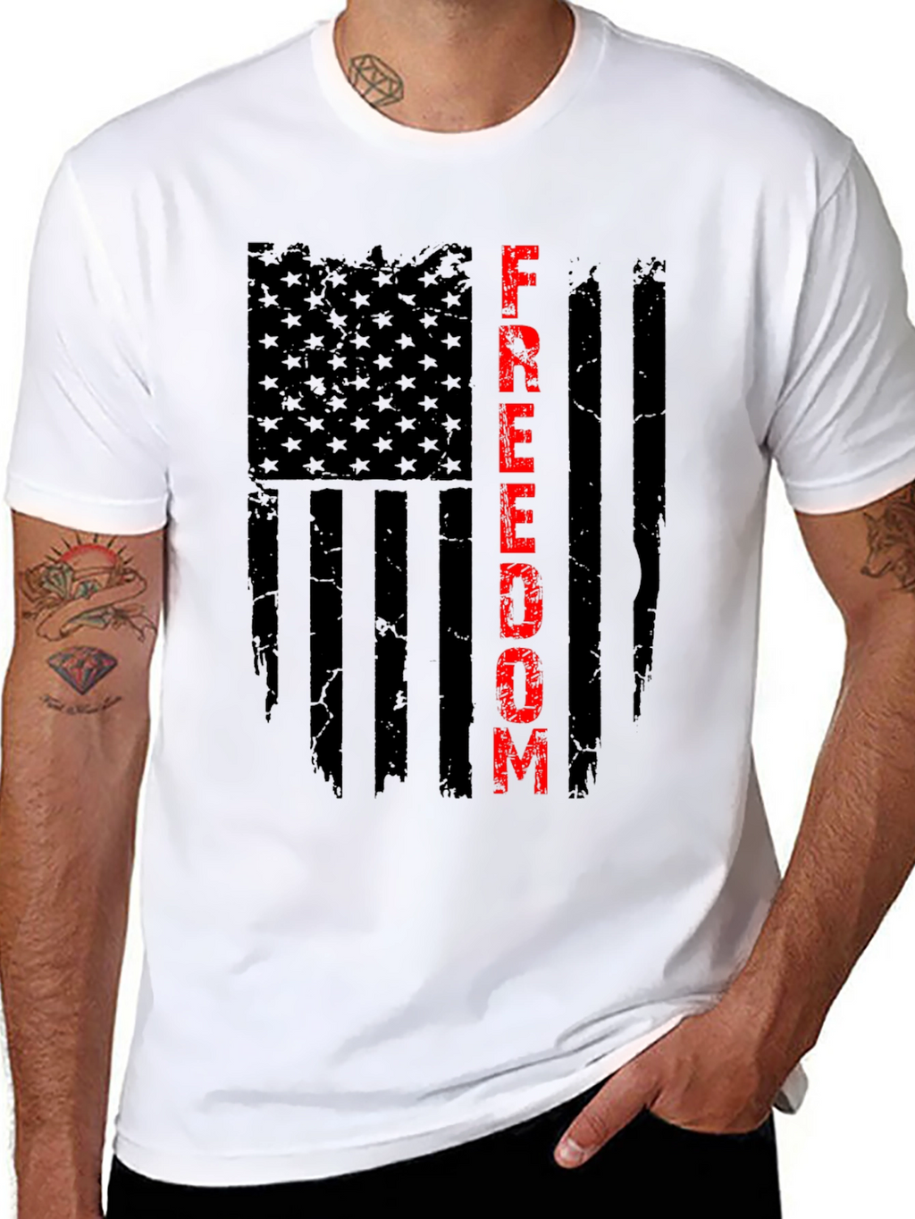Freedom Flag Graphic T-Shirt - Patriotic Black Tee