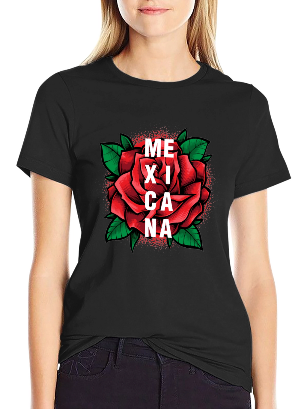 Mexicana Rose Graphic Tee - Stylish Black T-Shirt