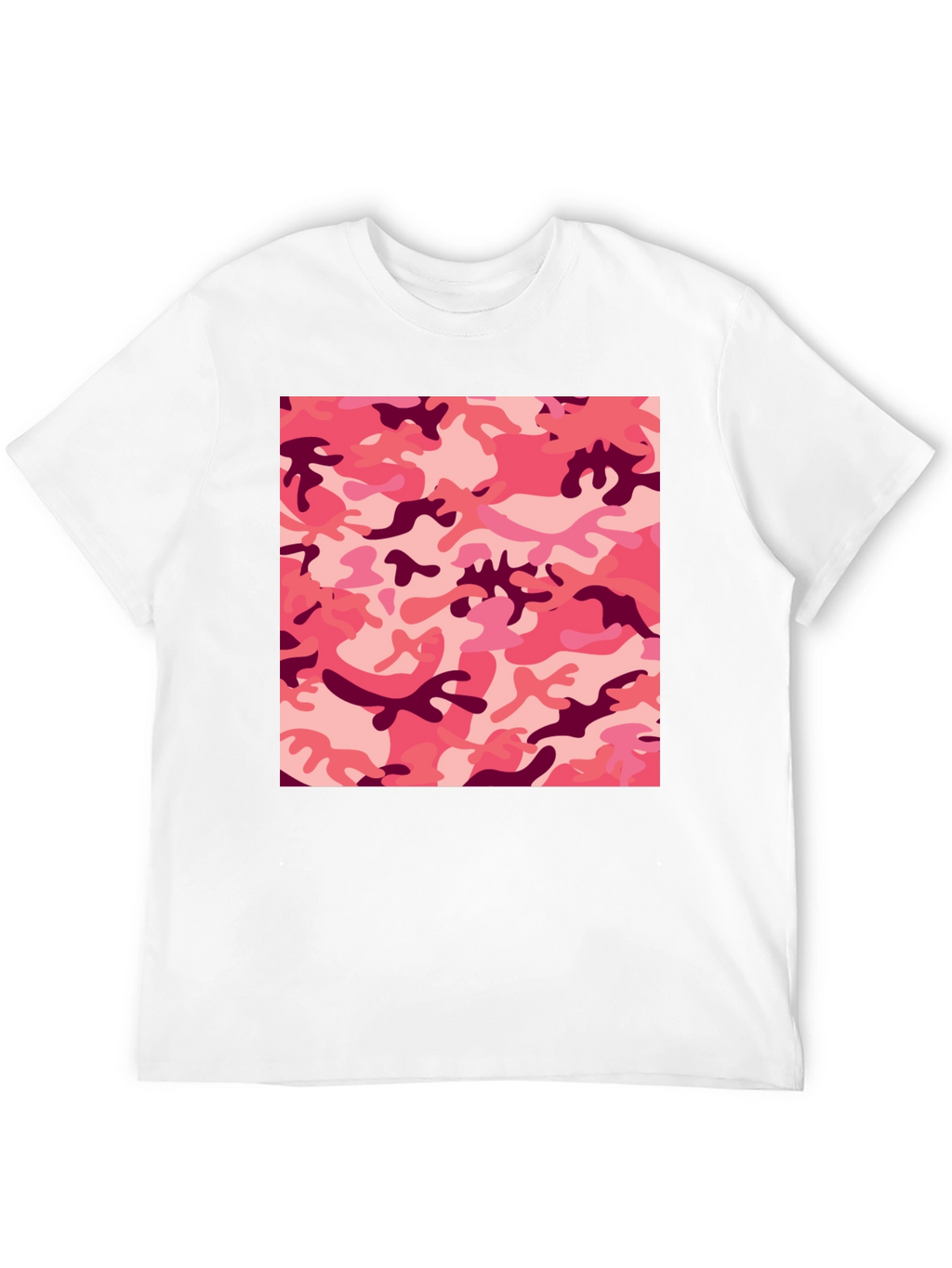 Pink Camo Print Black T-Shirt