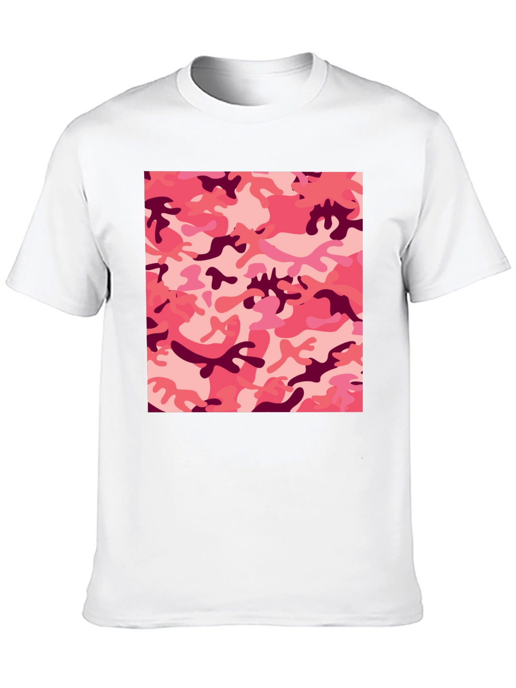 Pink Camo Print Black T-Shirt