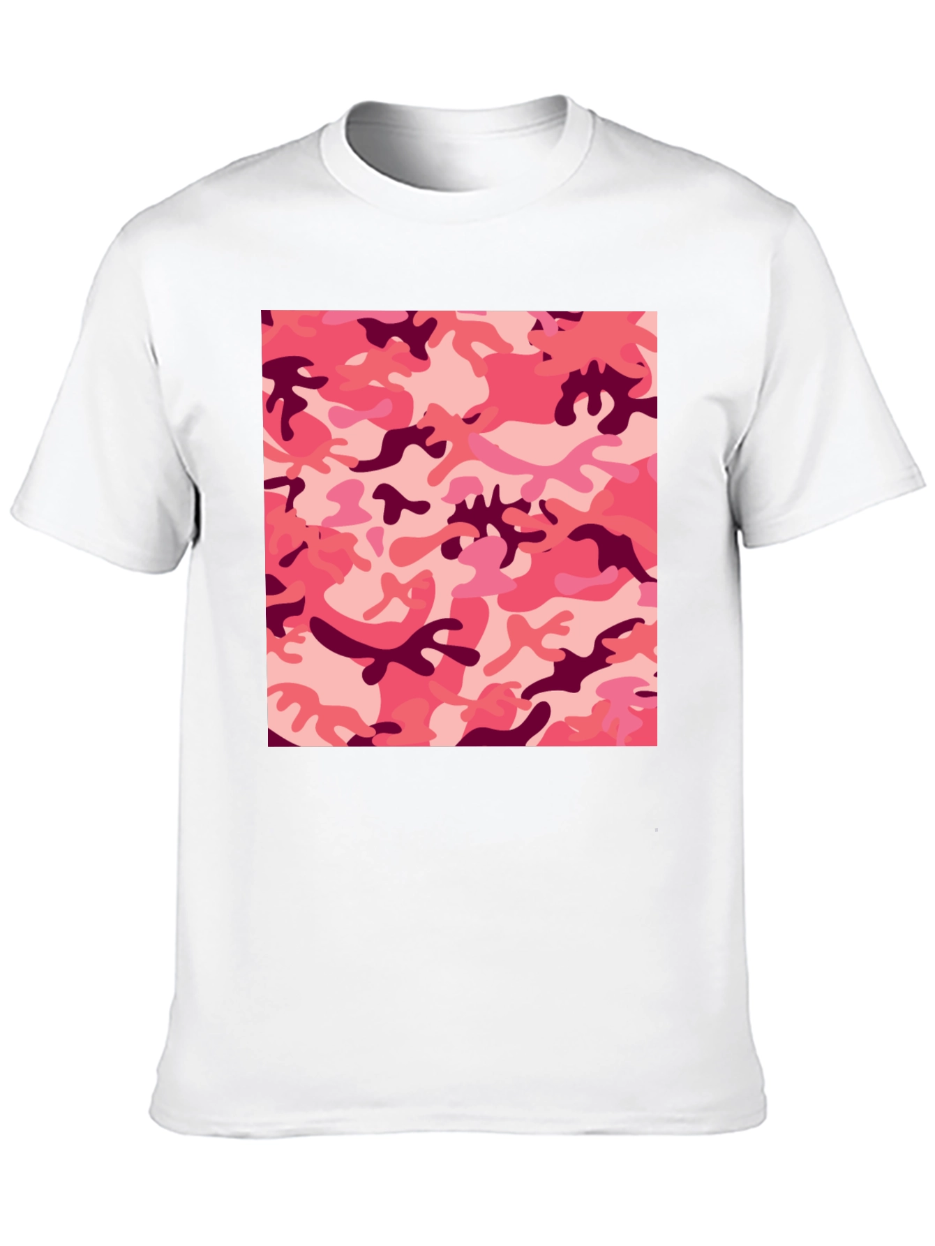 Pink Camo Print Black T-Shirt