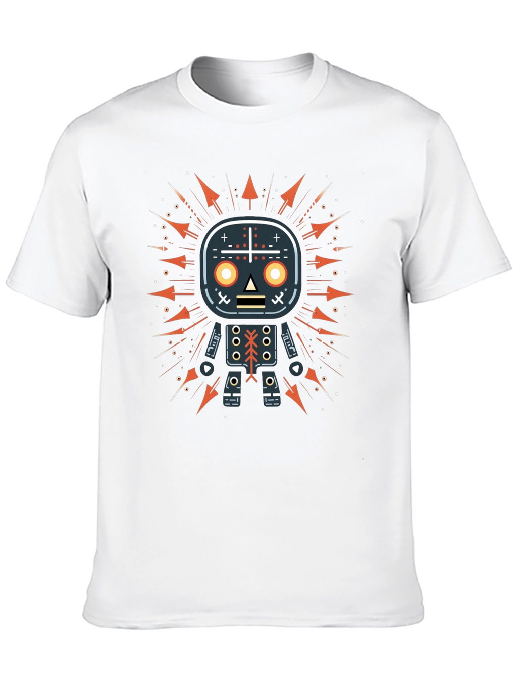Geometric Robot Graphic Print Black T-Shirt