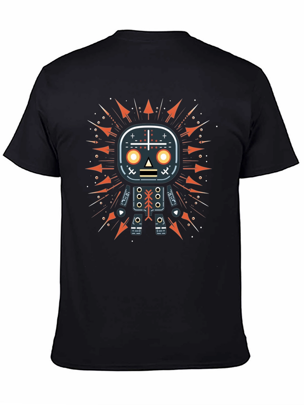 Geometric Robot Graphic Print Black T-Shirt
