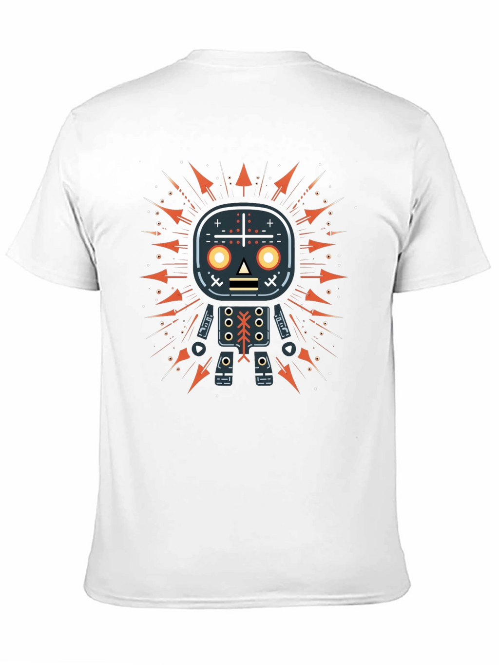Geometric Robot Graphic Print Black T-Shirt