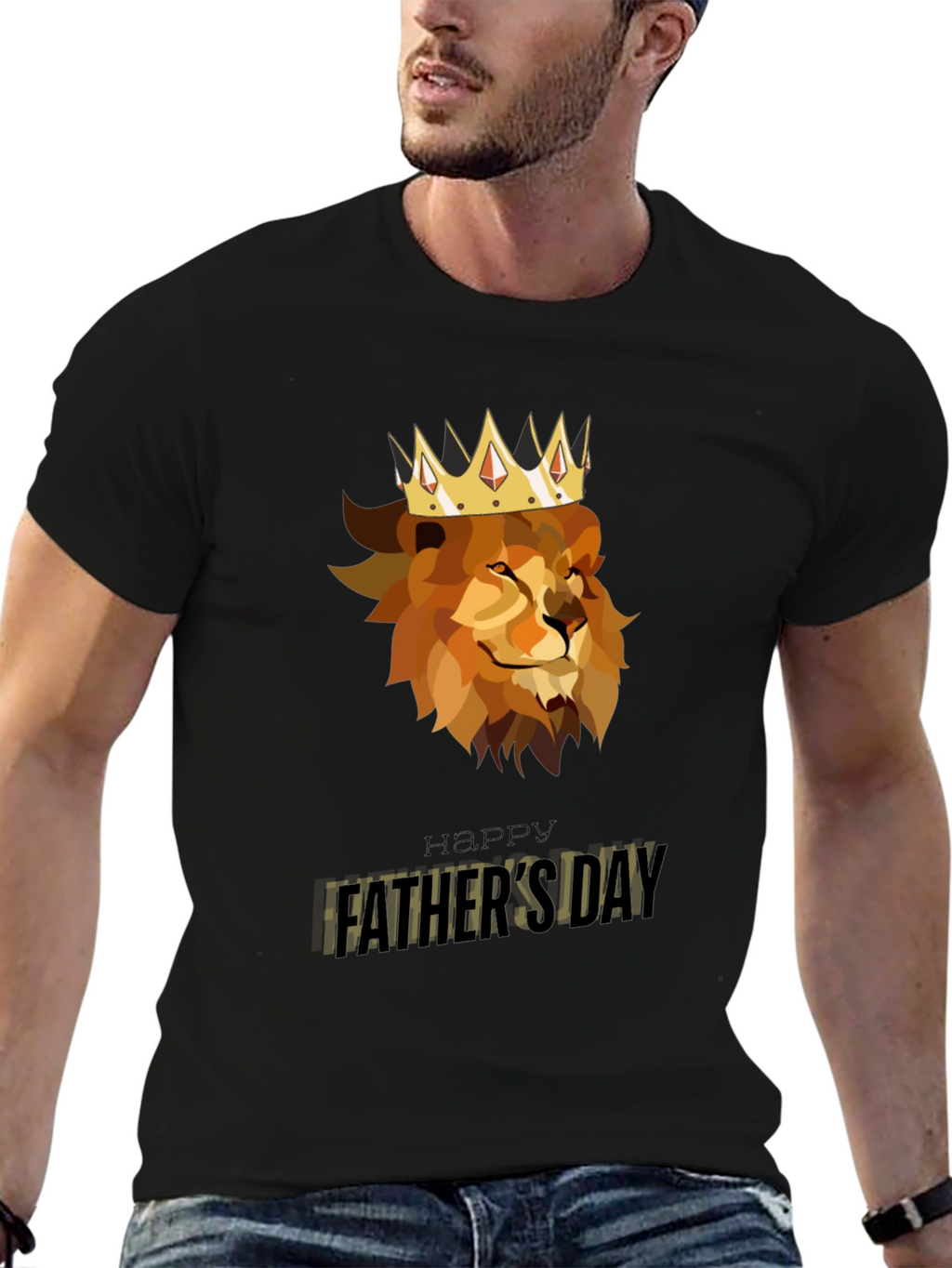 King Lion Fathers Day Black T-Shirt