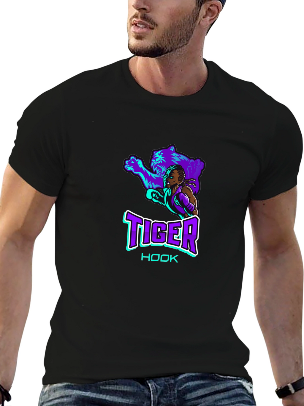 Tiger Hook Graphic Tee - Cool Black T-Shirt