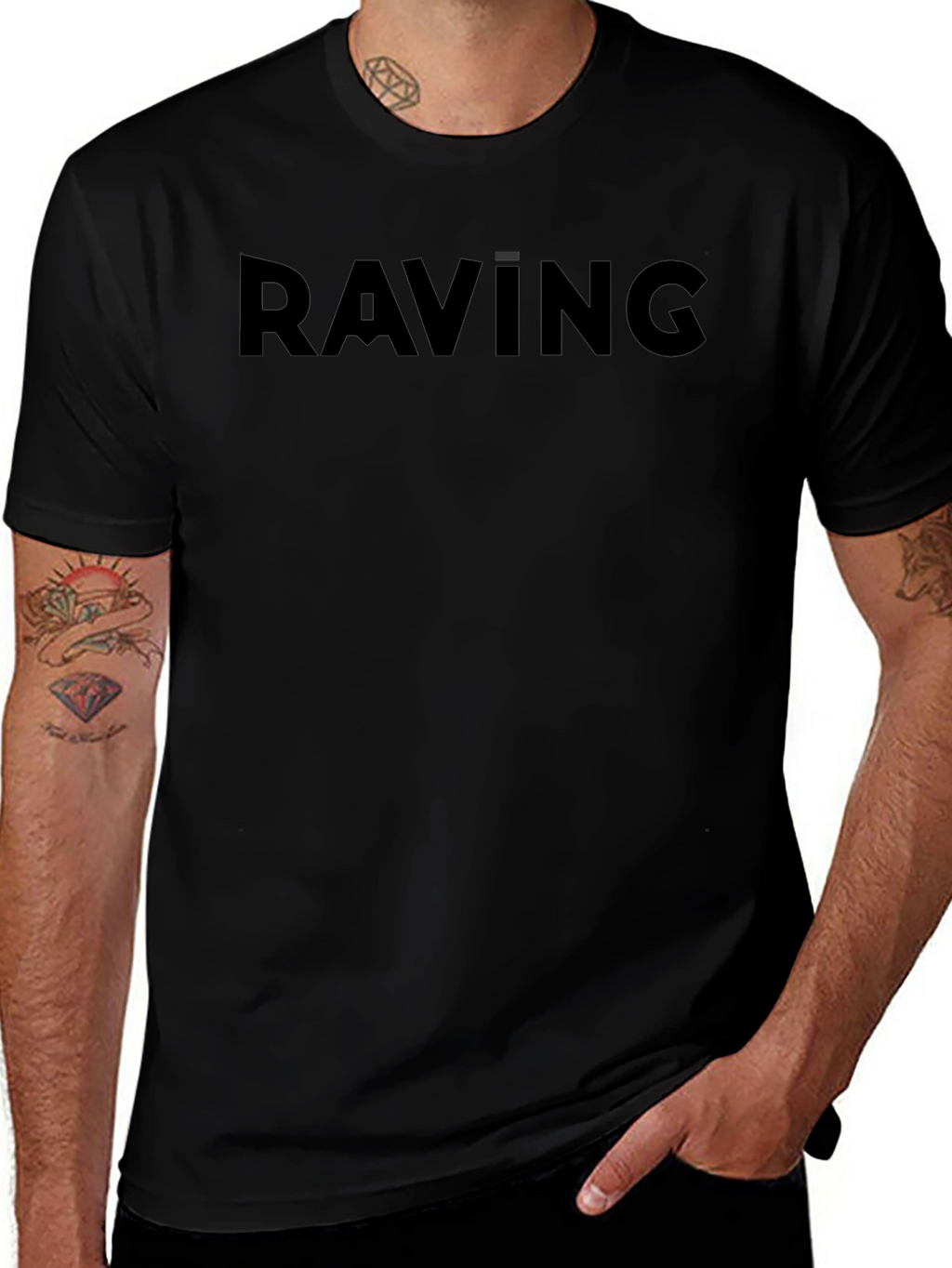 Raving Black Crew Neck T-Shirt