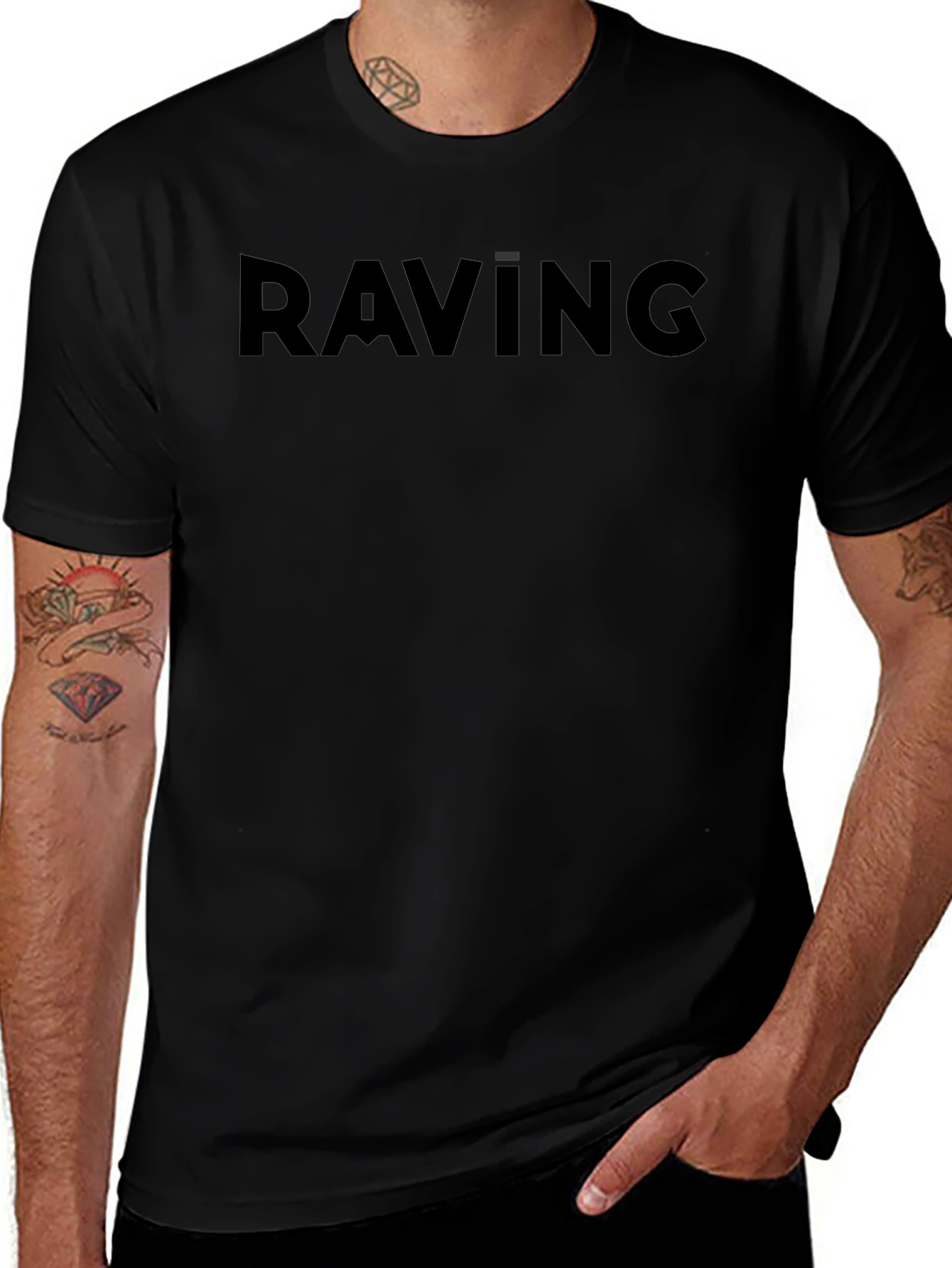 Raving Black Crew Neck T-Shirt