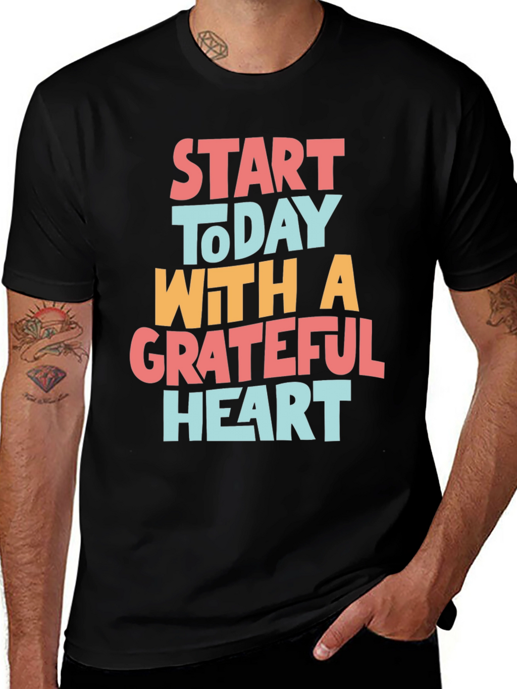 Grateful Heart Graphic Tee - Black