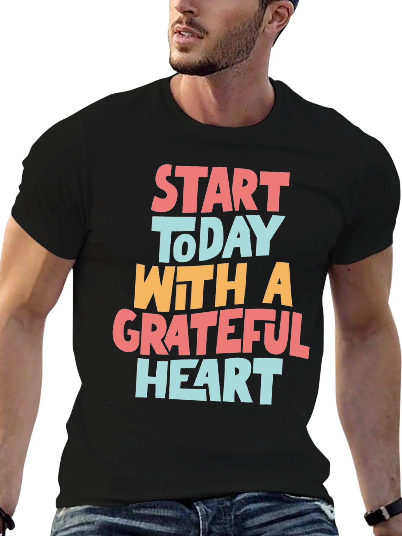 Grateful Heart Graphic Tee - Black