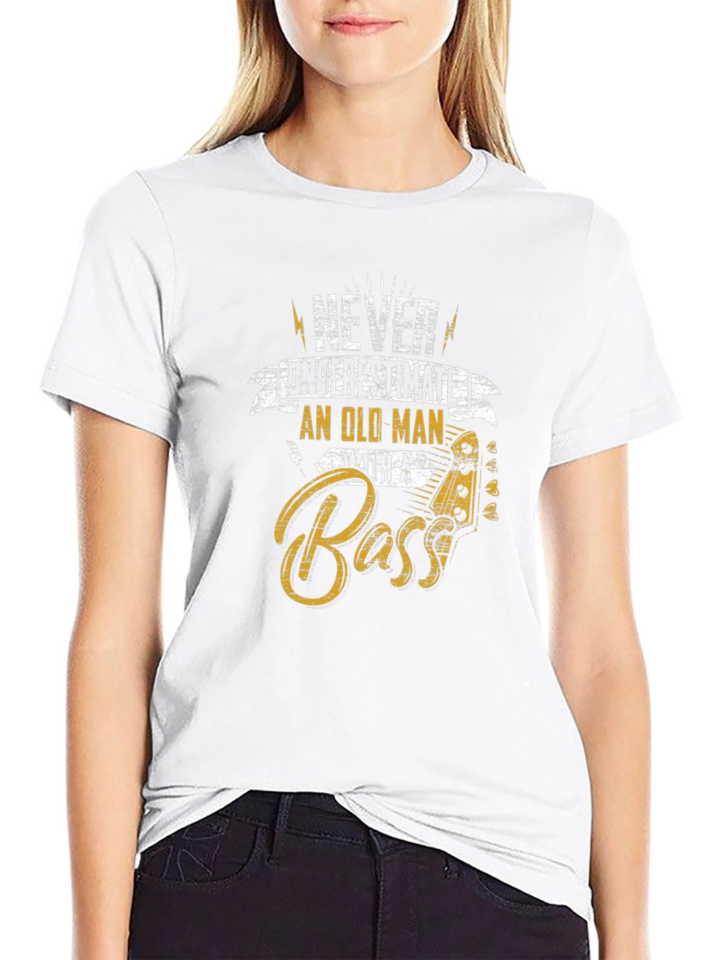 Never Underestimate Old Man With a Bass T-Shirt