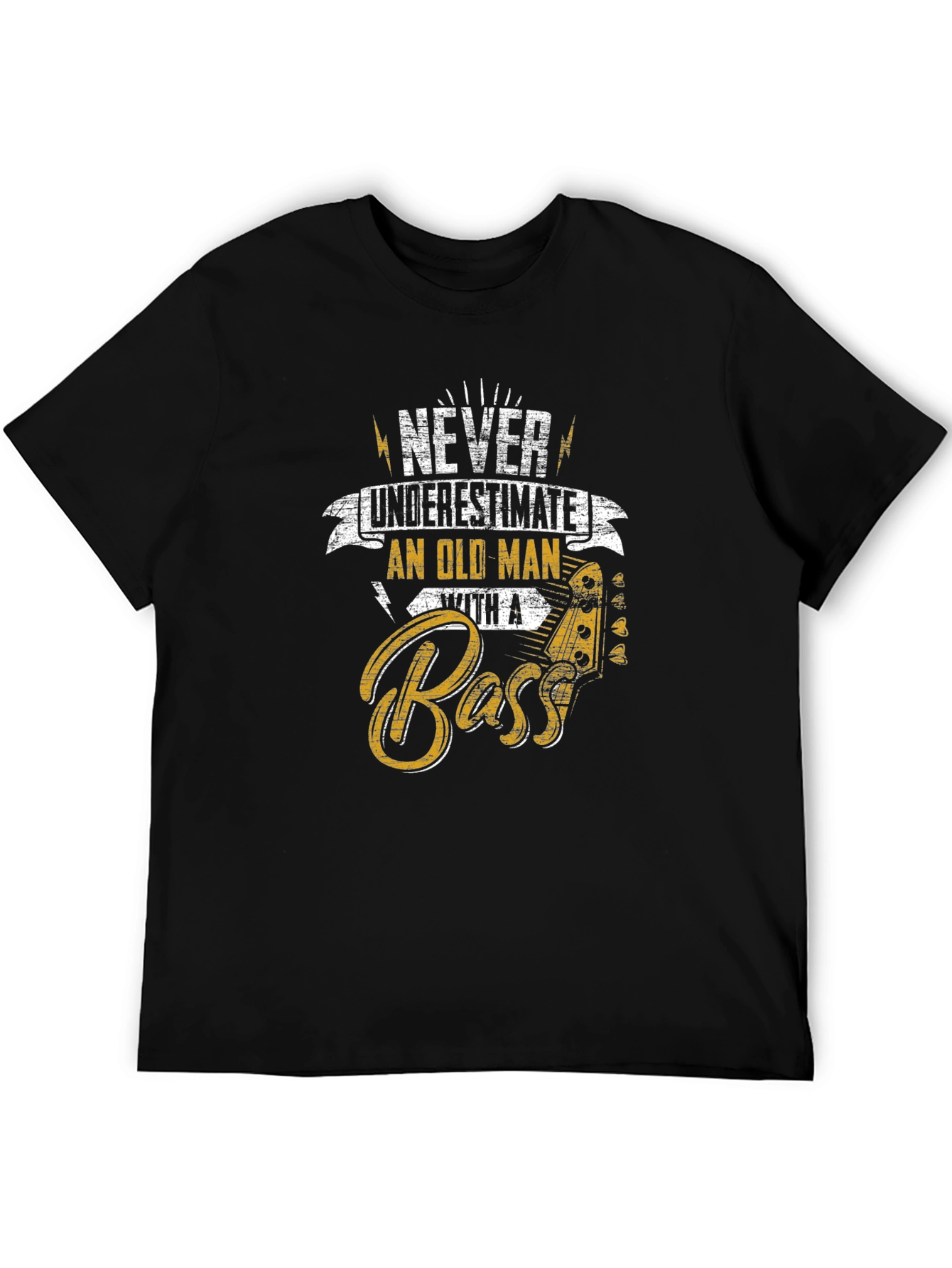 Never Underestimate Old Man With a Bass T-Shirt