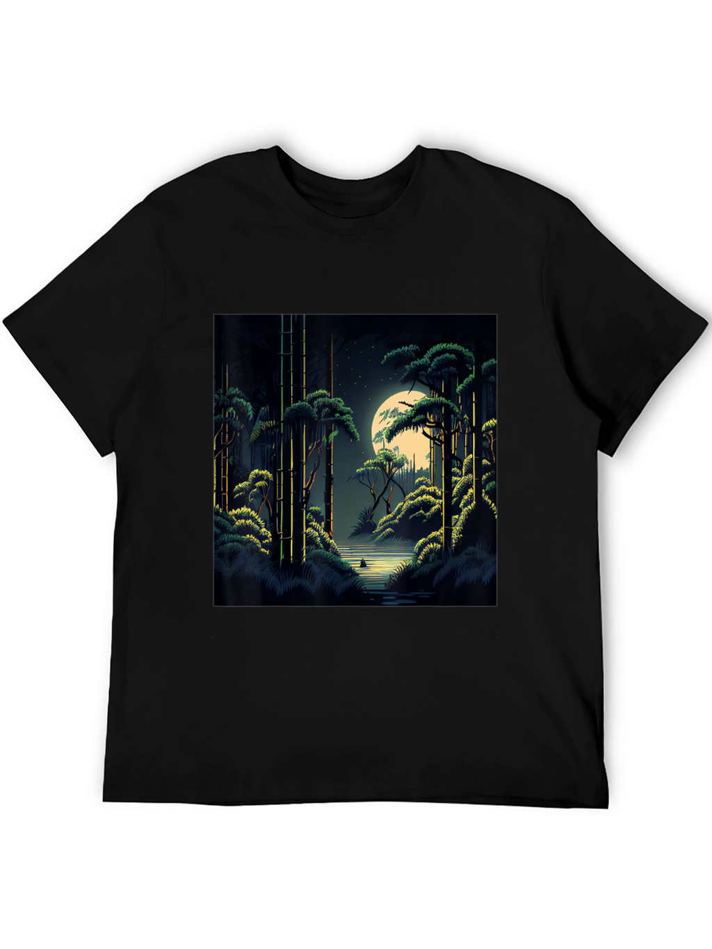 Night Forest Graphic Tee - Unisex Black T-Shirt
