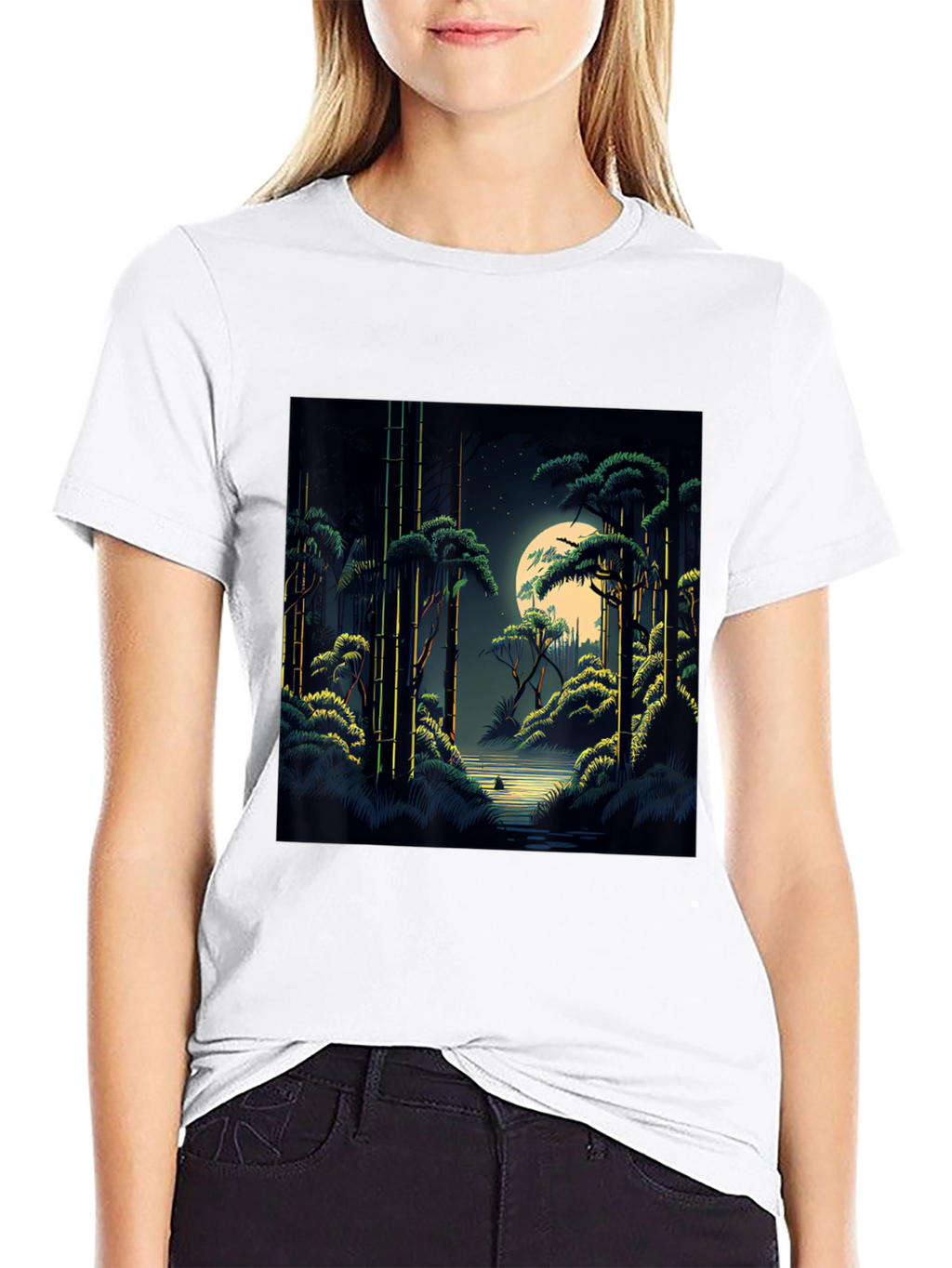Night Forest Graphic Tee - Unisex Black T-Shirt
