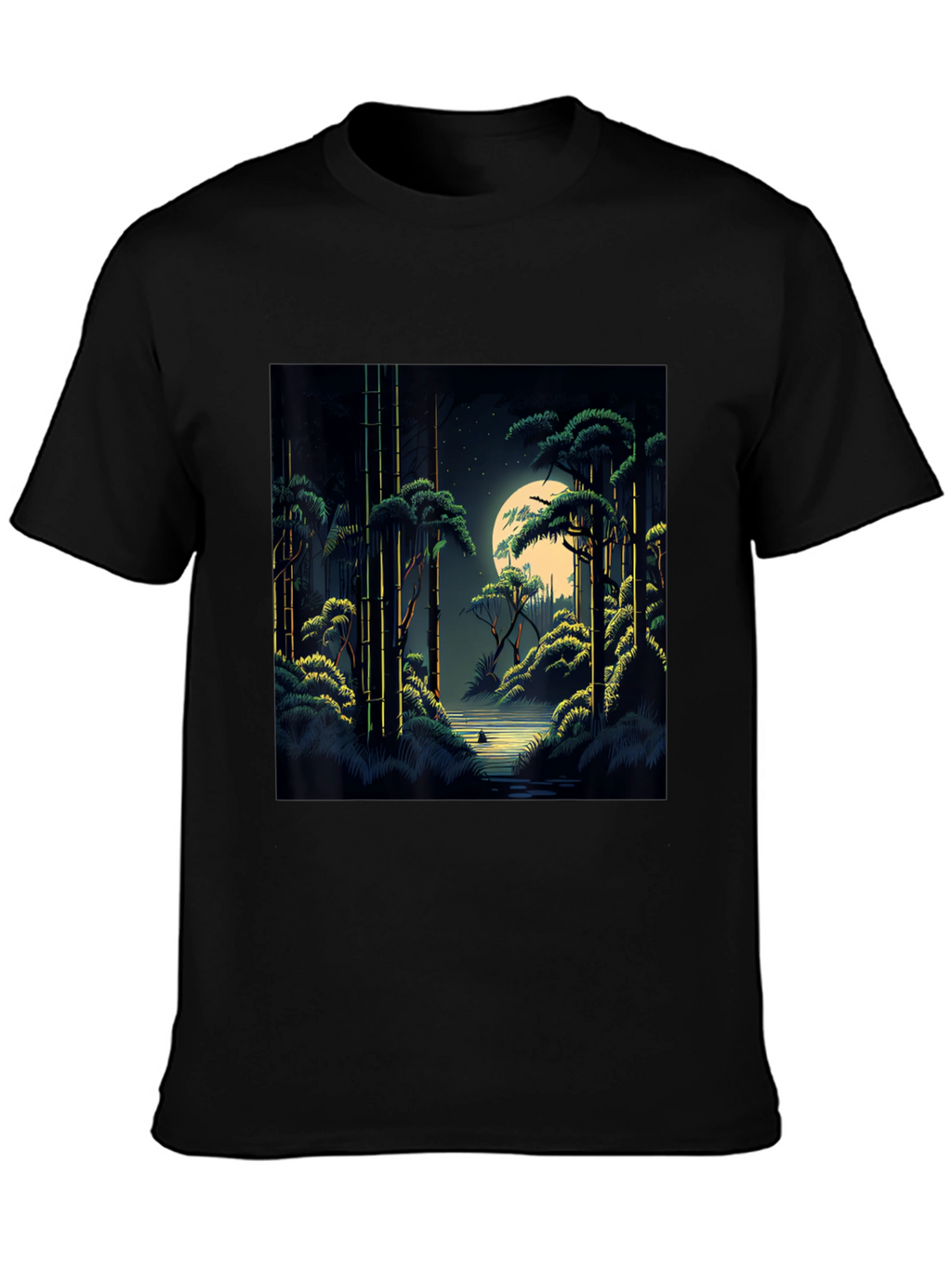 Night Forest Graphic Tee - Unisex Black T-Shirt