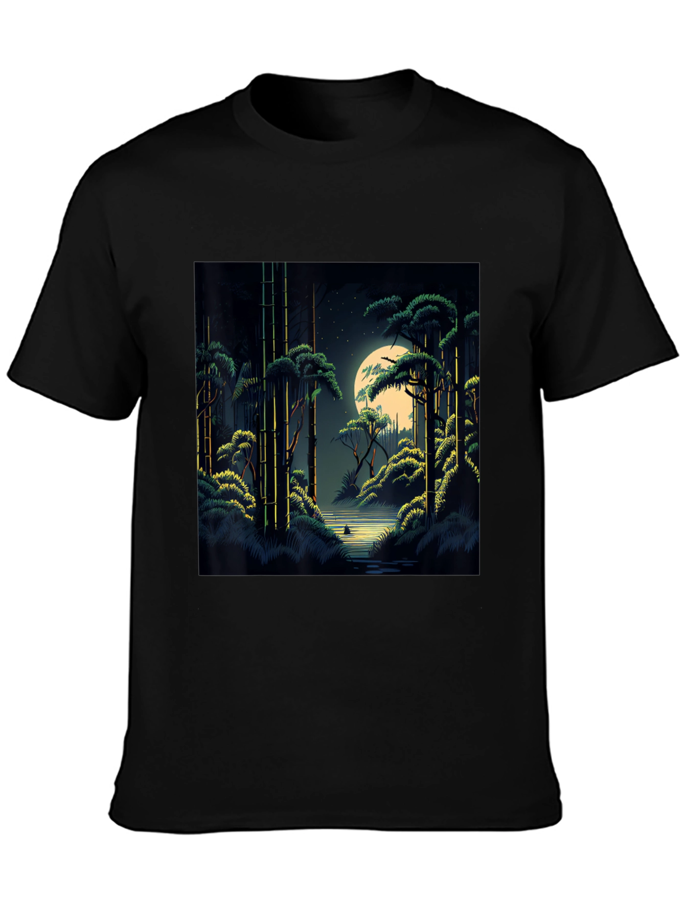 Night Forest Graphic Tee - Unisex Black T-Shirt