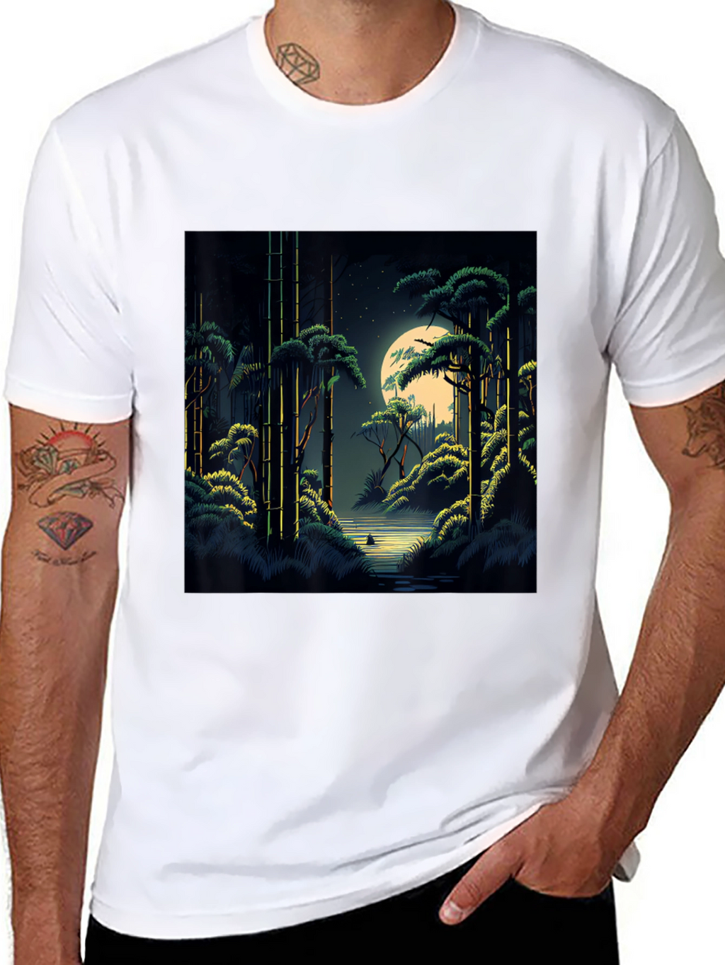 Night Forest Graphic Tee - Unisex Black T-Shirt