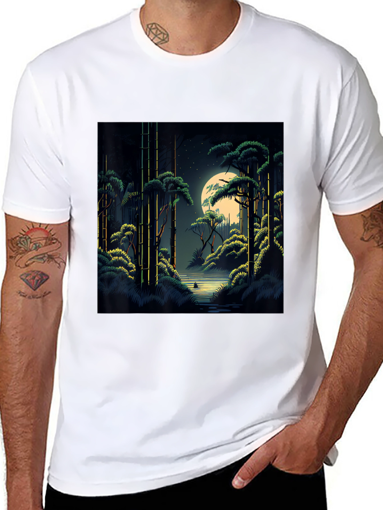 Night Forest Graphic Tee - Unisex Black T-Shirt