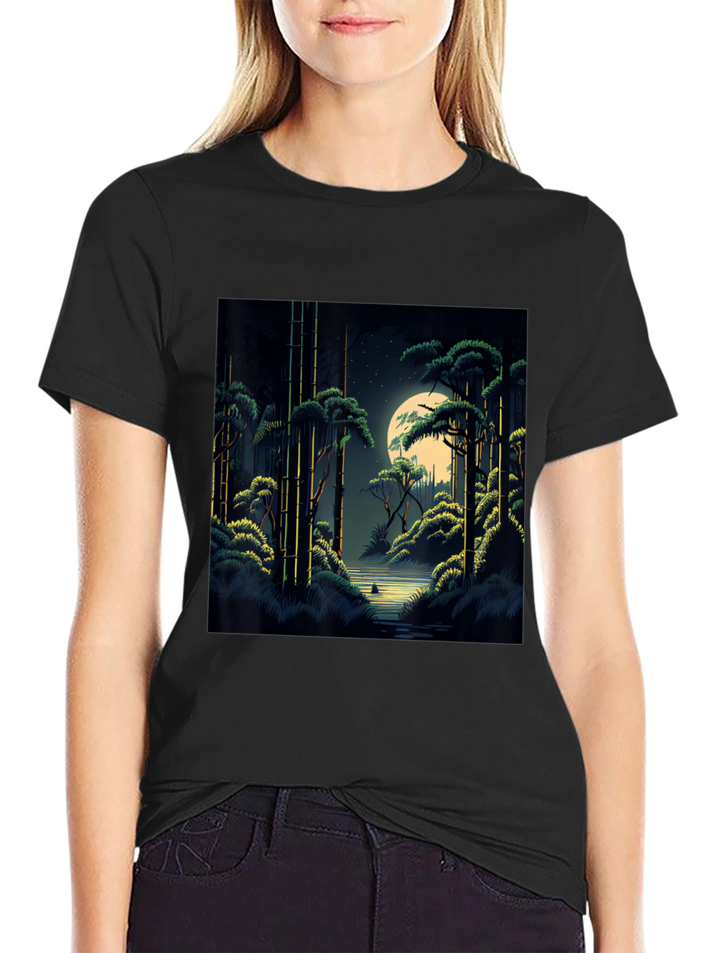Night Forest Graphic Tee - Unisex Black T-Shirt