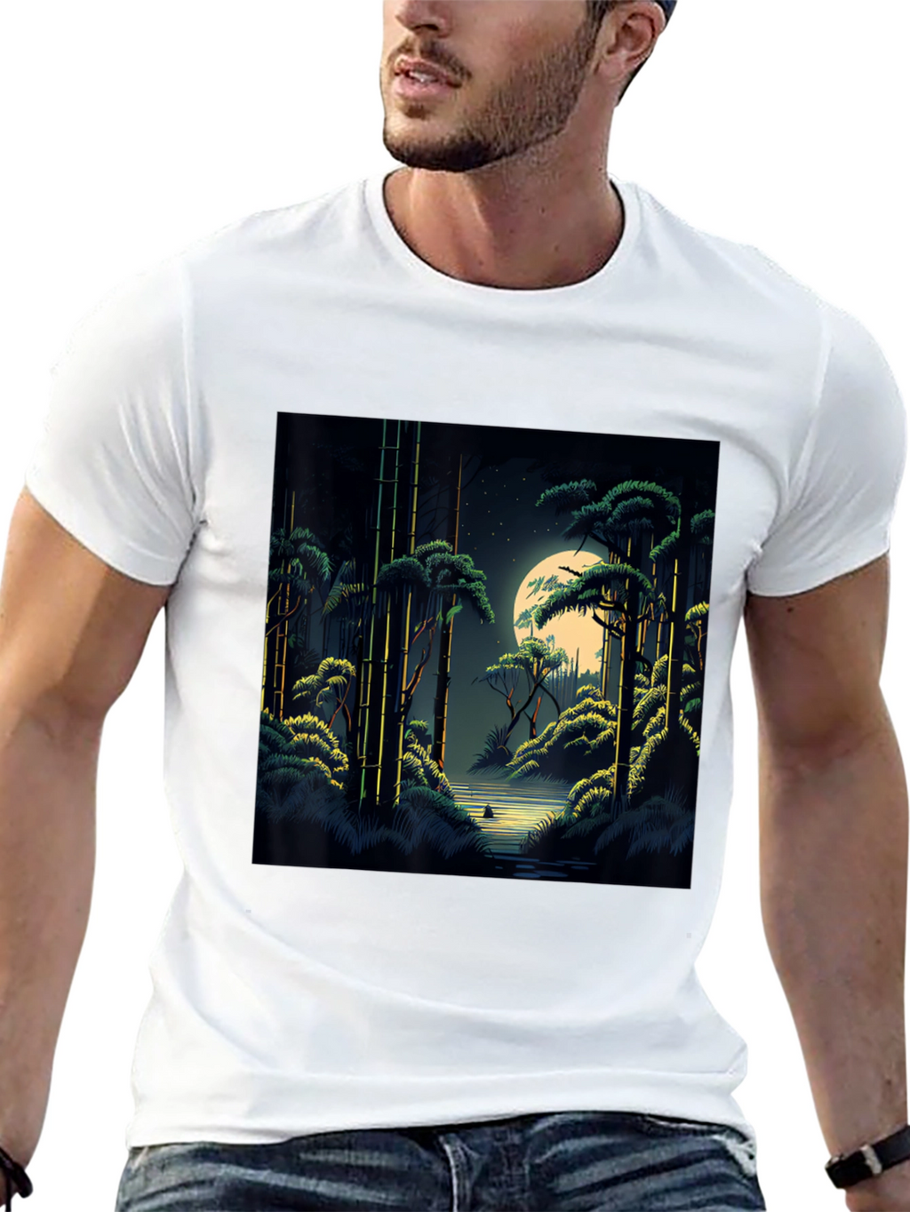 Night Forest Graphic Tee - Unisex Black T-Shirt