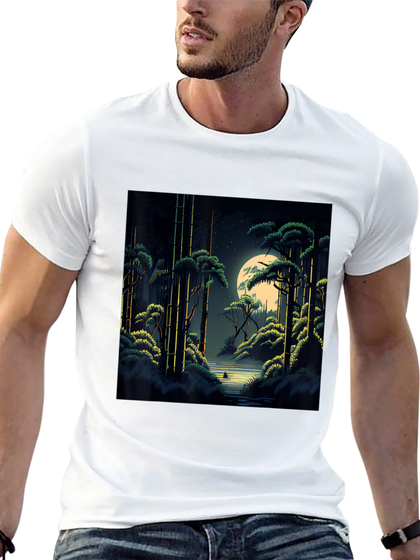 Night Forest Graphic Tee - Unisex Black T-Shirt