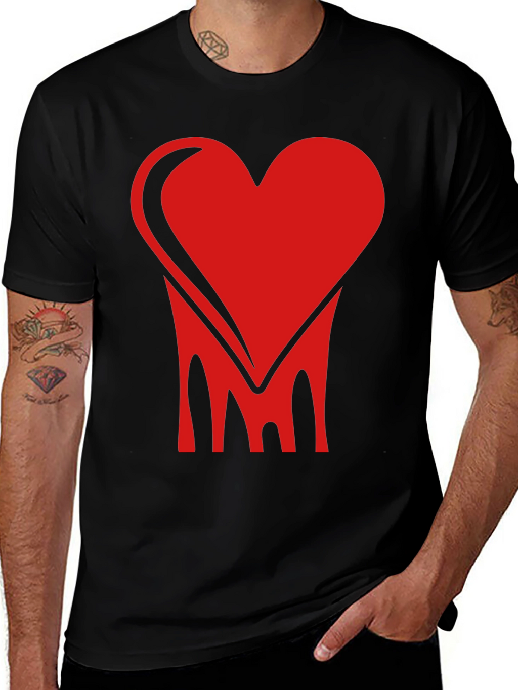 Bold Heart Graphic Tee - Stylish Black Cotton Shirt