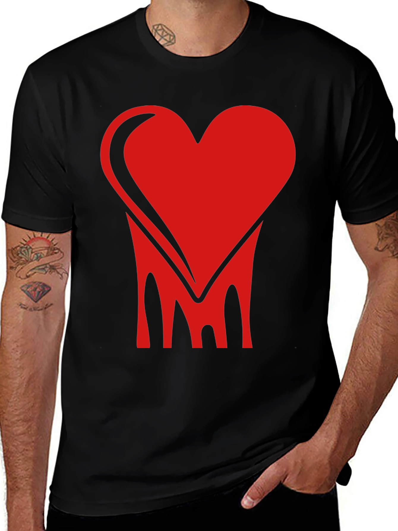 Bold Heart Graphic Tee - Stylish Black Cotton Shirt