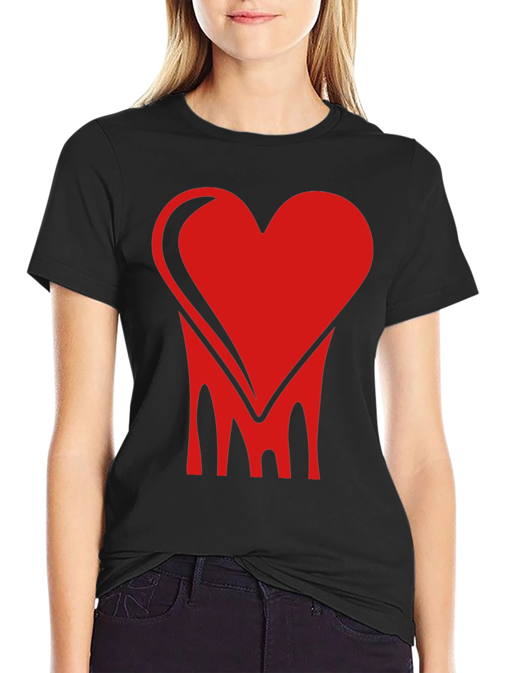 Bold Heart Graphic Tee - Stylish Black Cotton Shirt