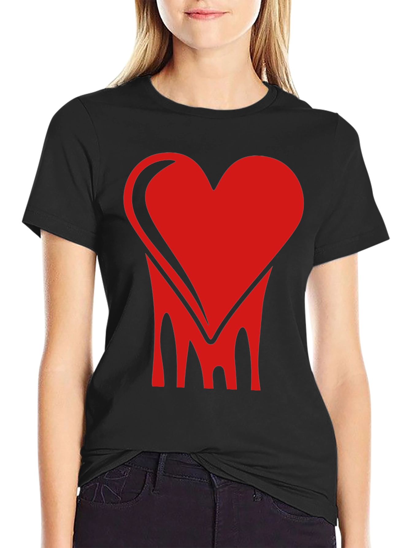 Bold Heart Graphic Tee - Stylish Black Cotton Shirt