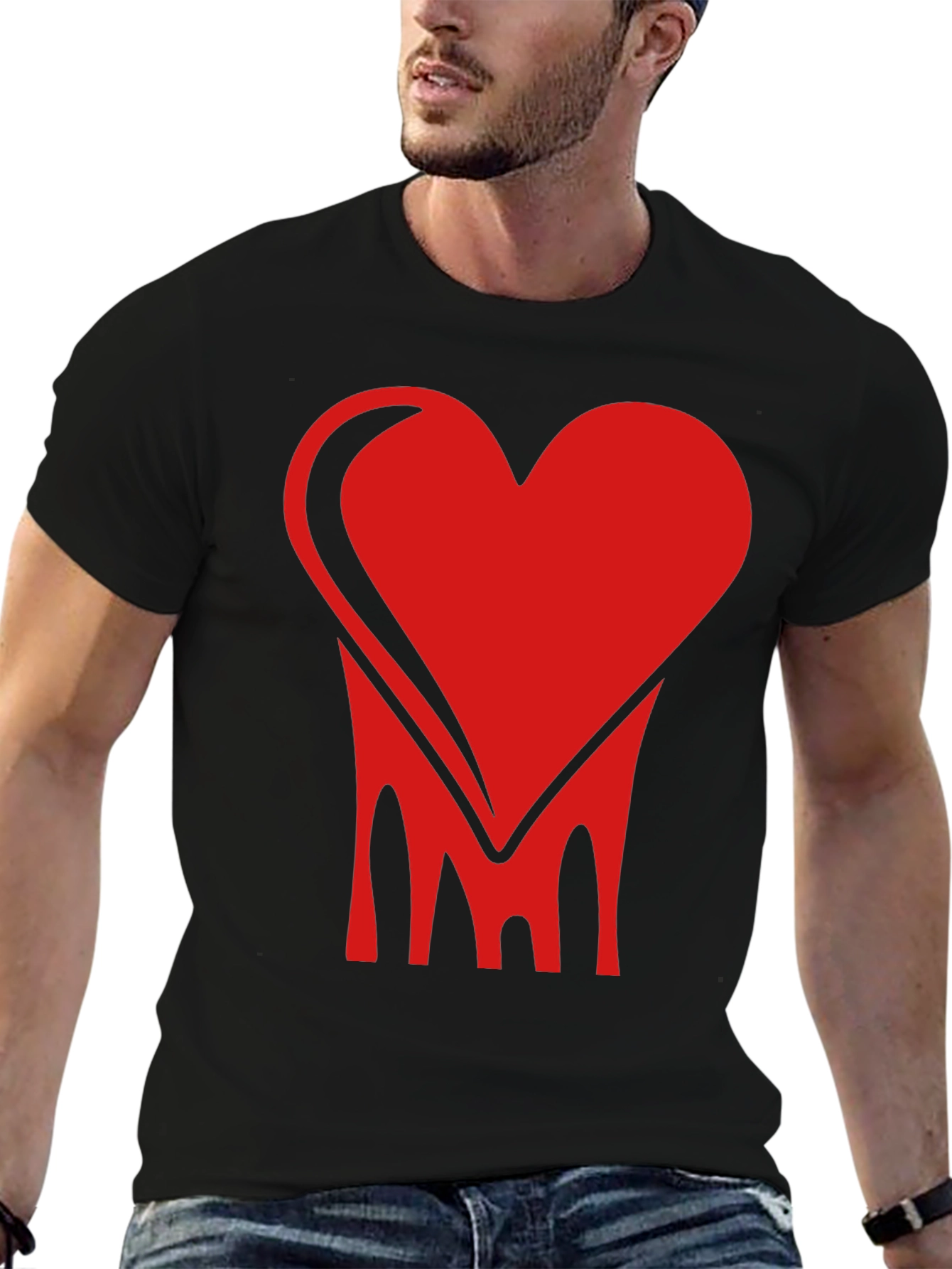 Bold Heart Graphic Tee - Stylish Black Cotton Shirt