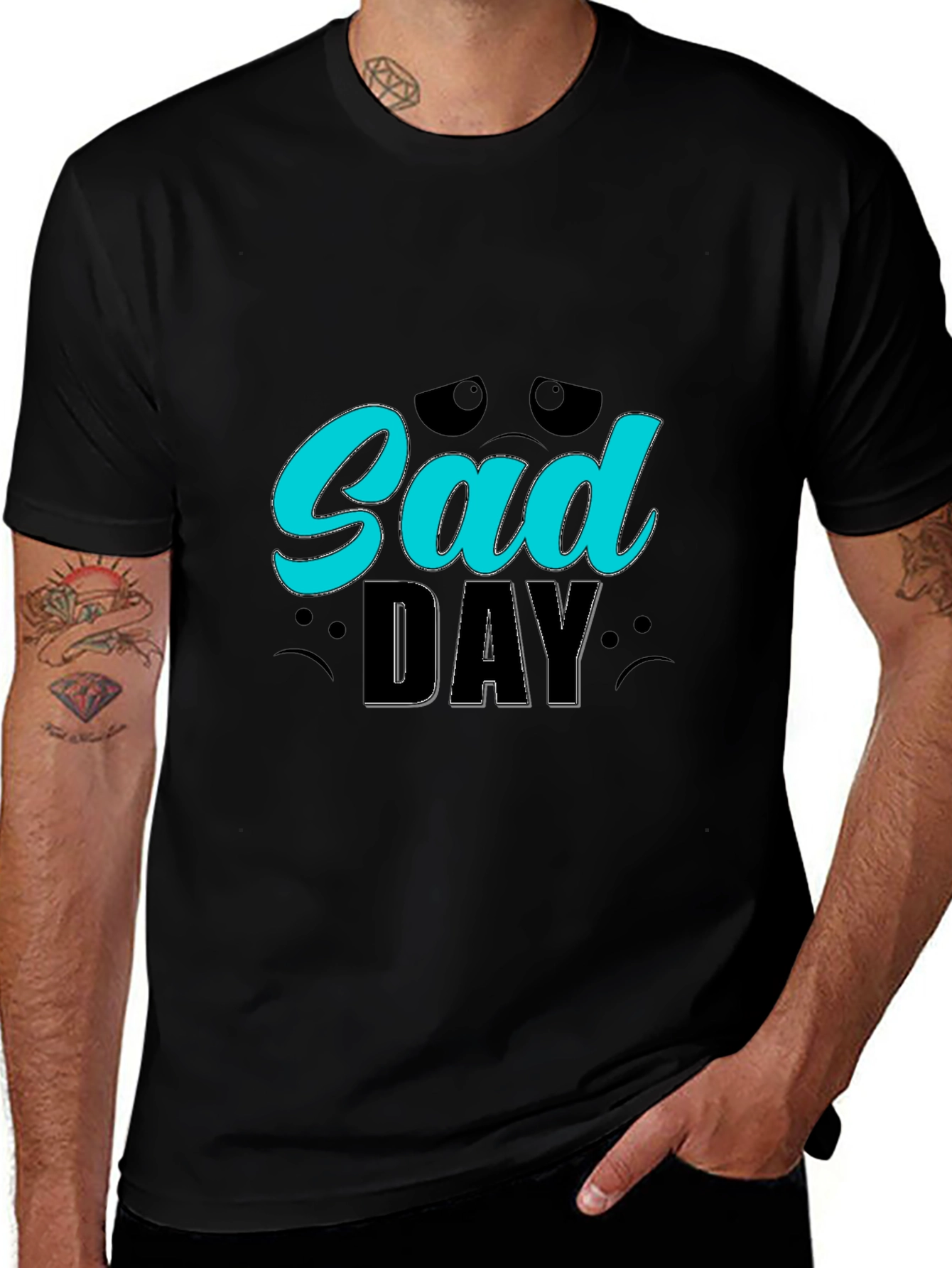 Sad Day Graphic Tee - Black Casual T-Shirt