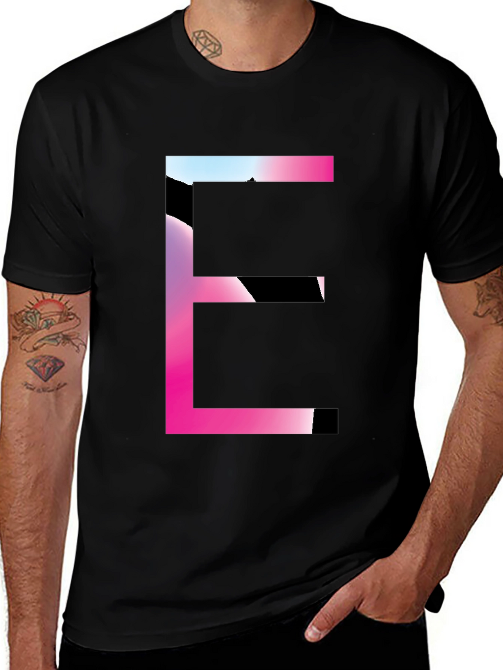 Gradient Letter E Graphic Tee - Modern Style