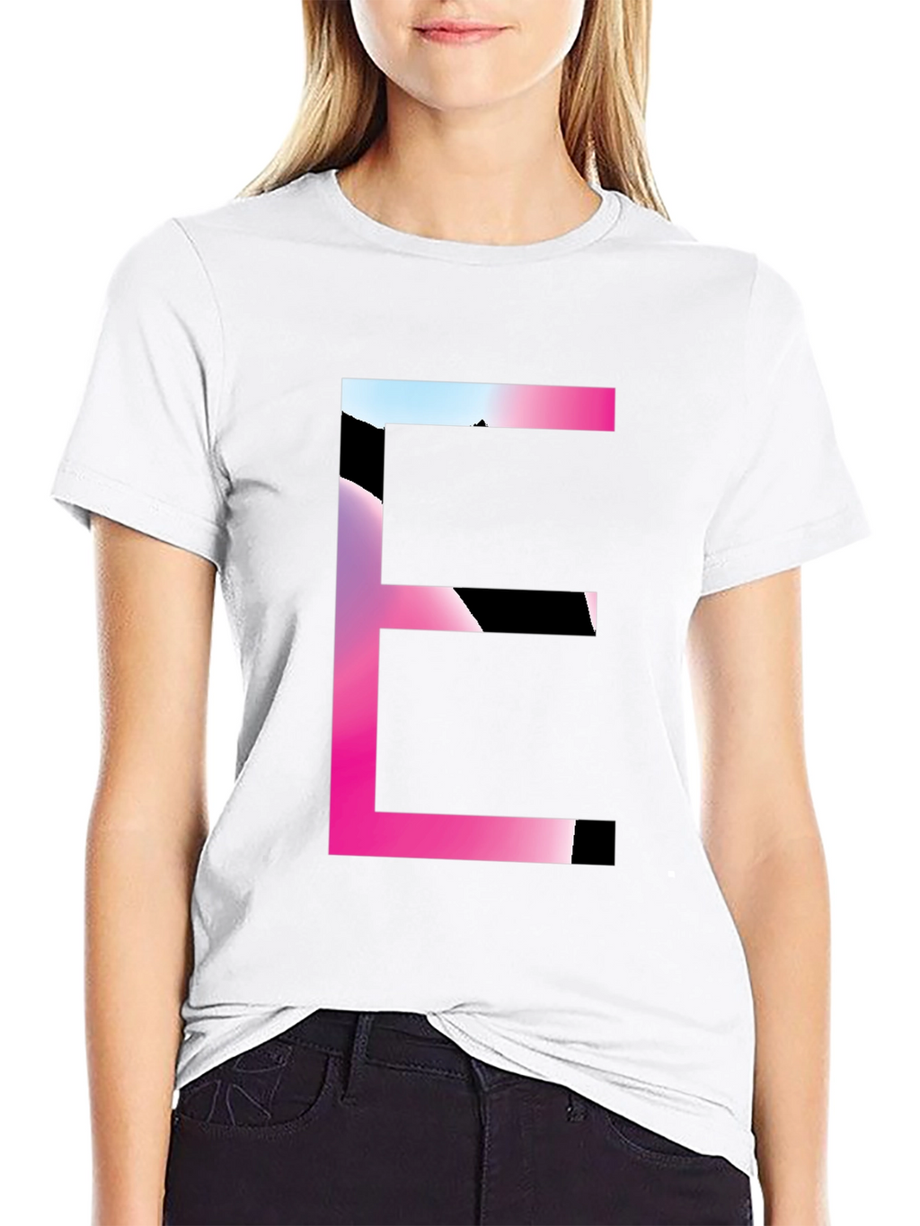 Gradient Letter E Graphic Tee - Modern Style