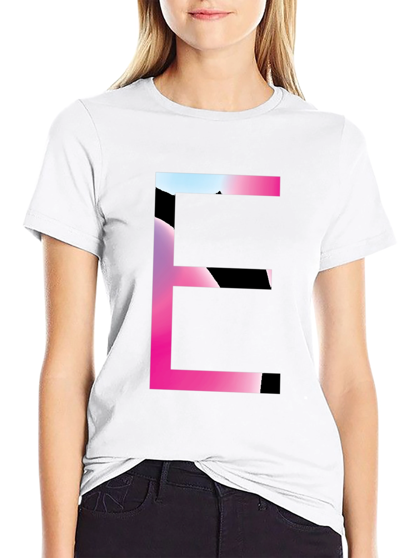 Gradient Letter E Graphic Tee - Modern Style