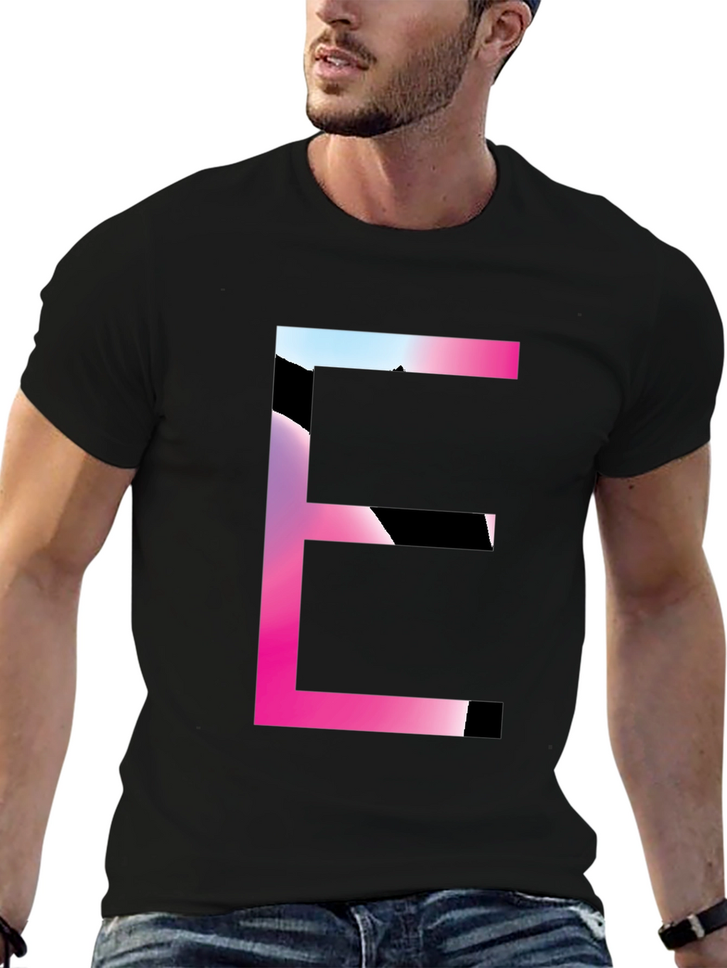 Gradient Letter E Graphic Tee - Modern Style