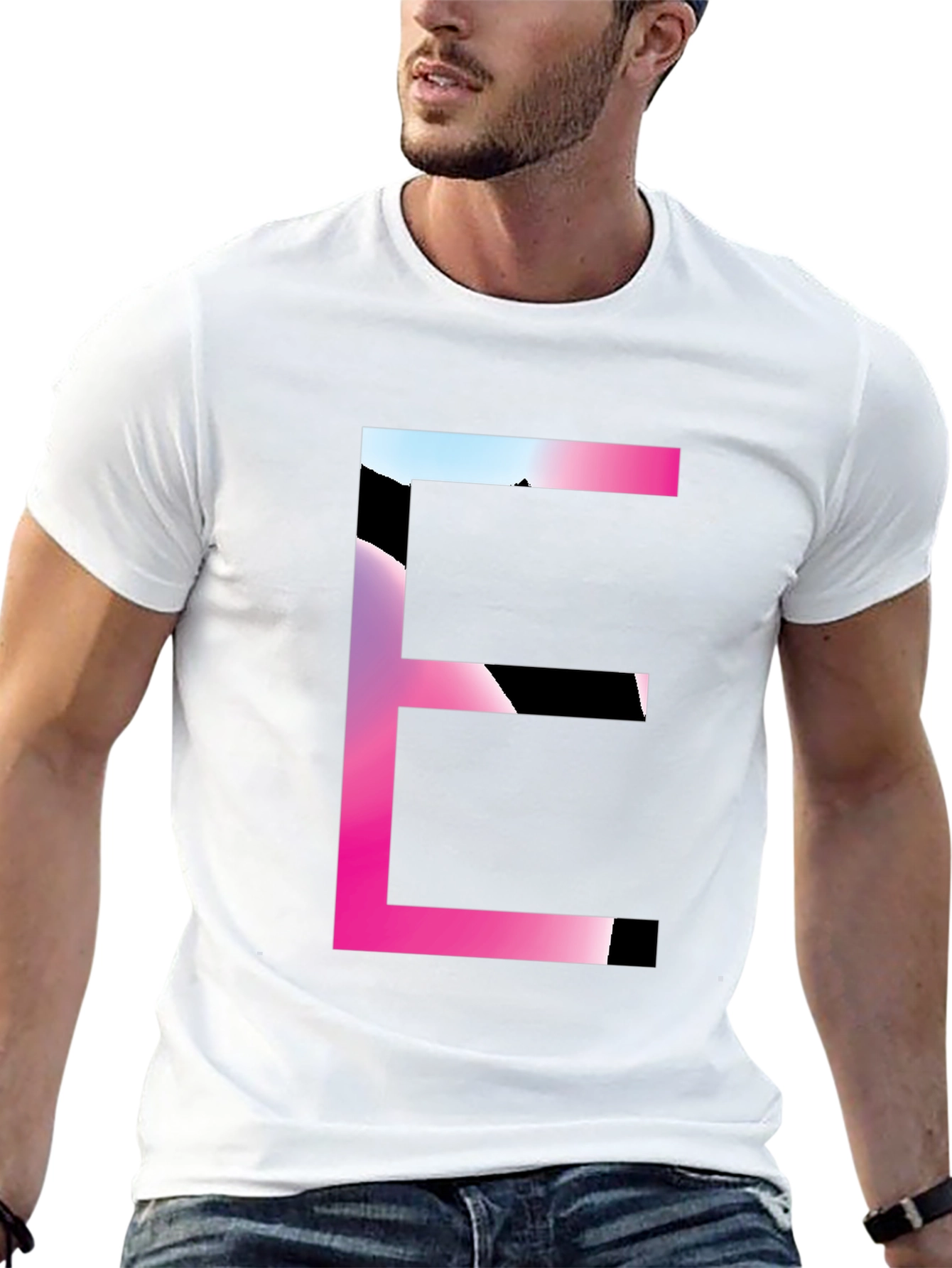 Gradient Letter E Graphic Tee - Modern Style