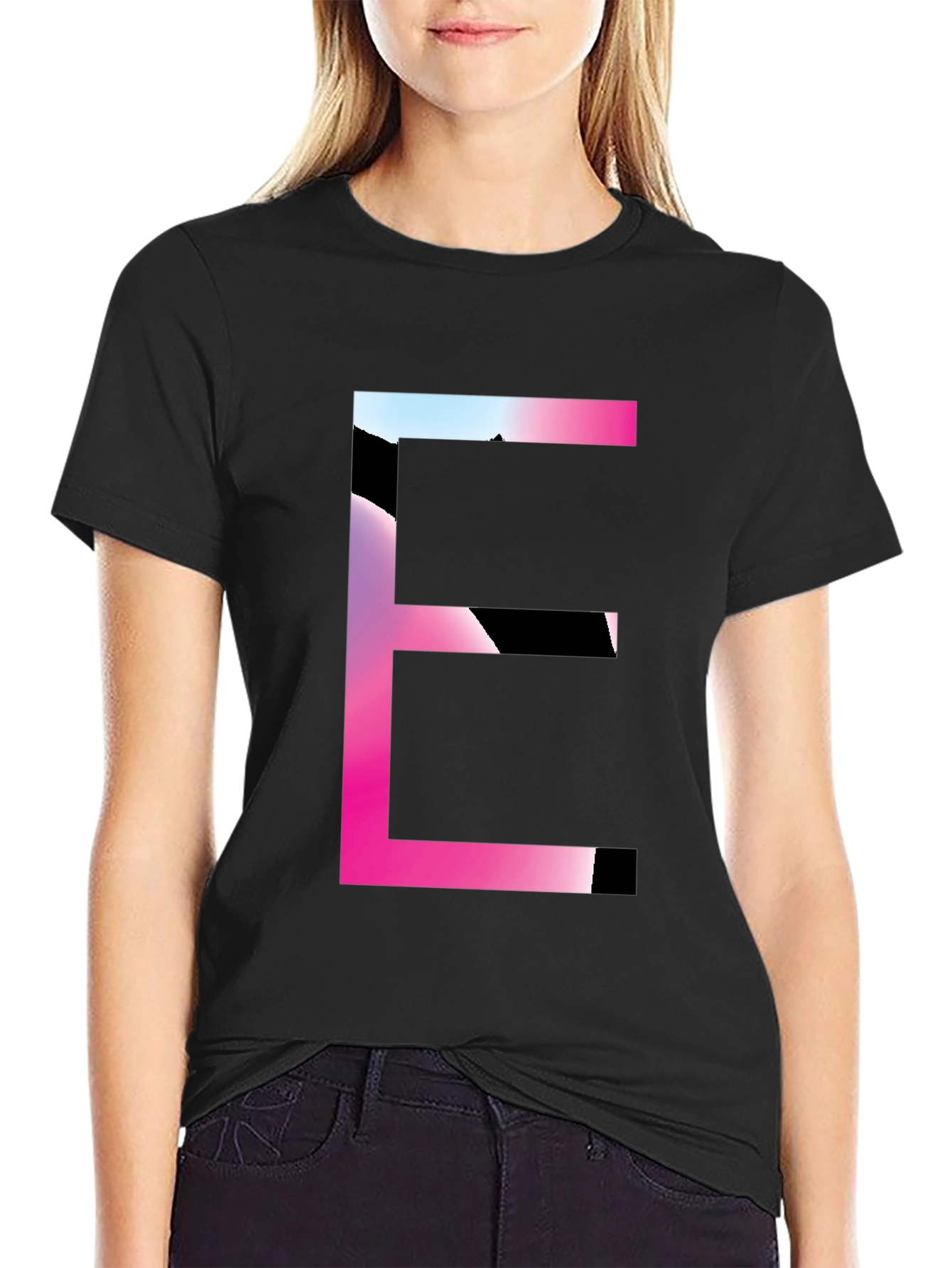 Gradient Letter E Graphic Tee - Modern Style