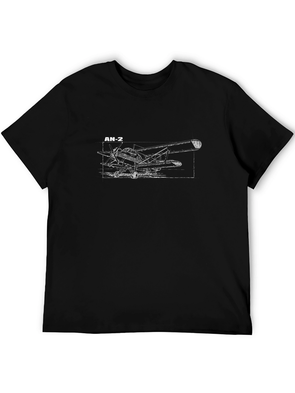 AN-2 Airplane Blueprint Black T-Shirt