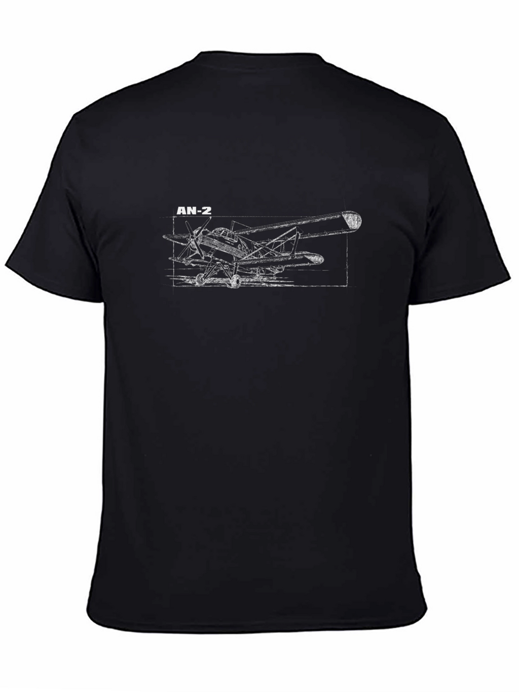AN-2 Airplane Blueprint Black T-Shirt