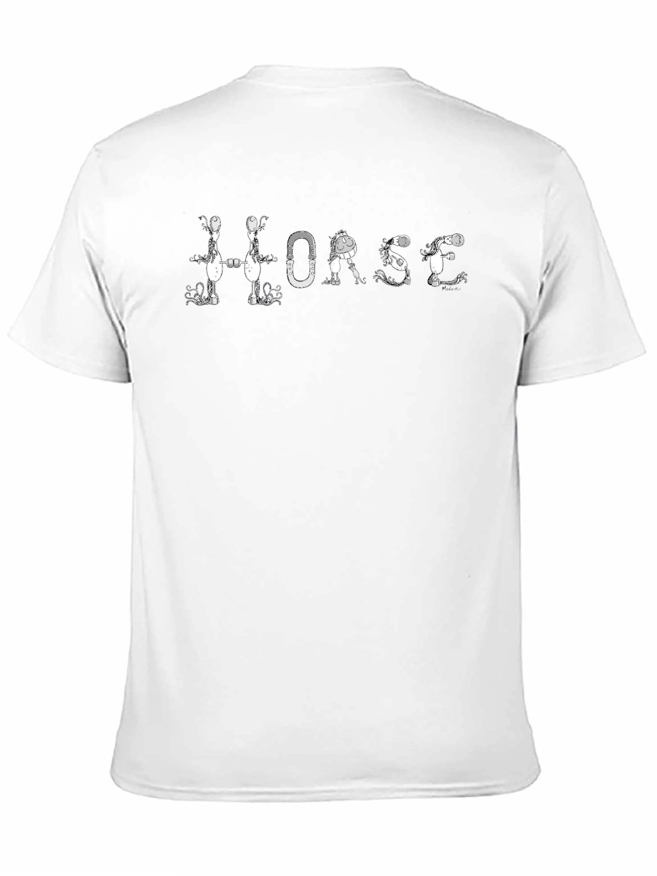 Horse Letter Graphic Black Tee Shirt