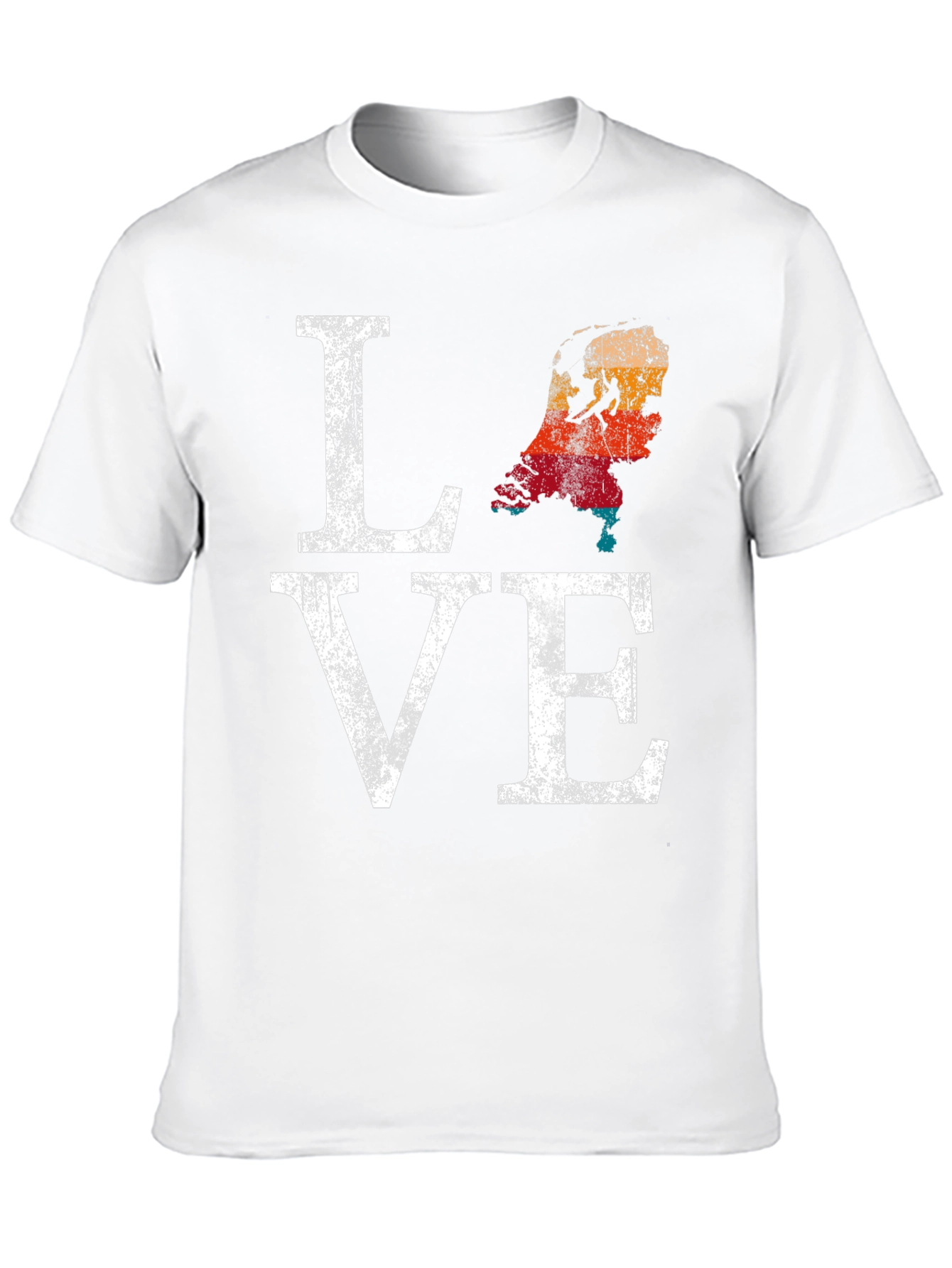 Netherlands Love Map Distressed Graphic T-Shirt