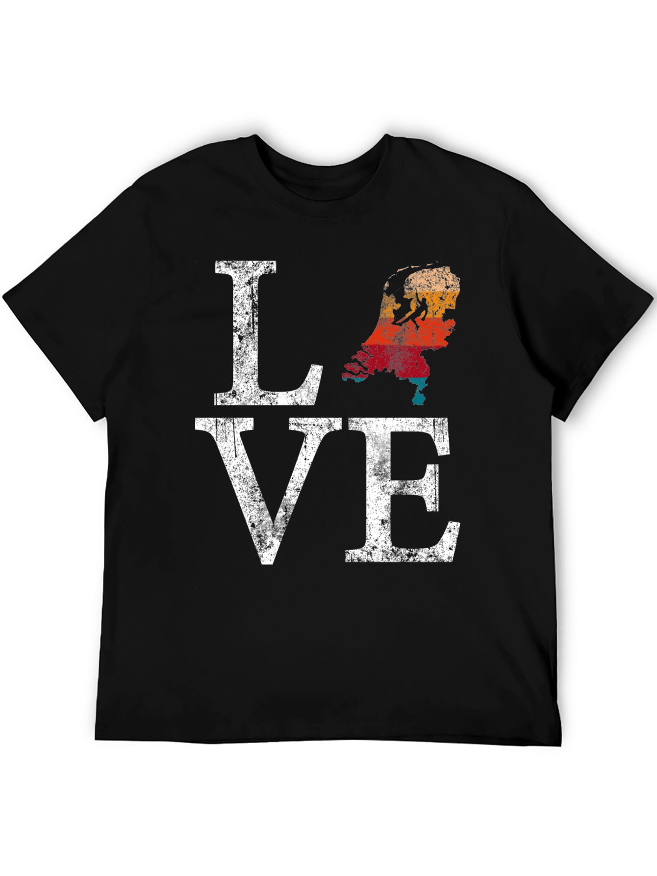 Netherlands Love Map Distressed Graphic T-Shirt