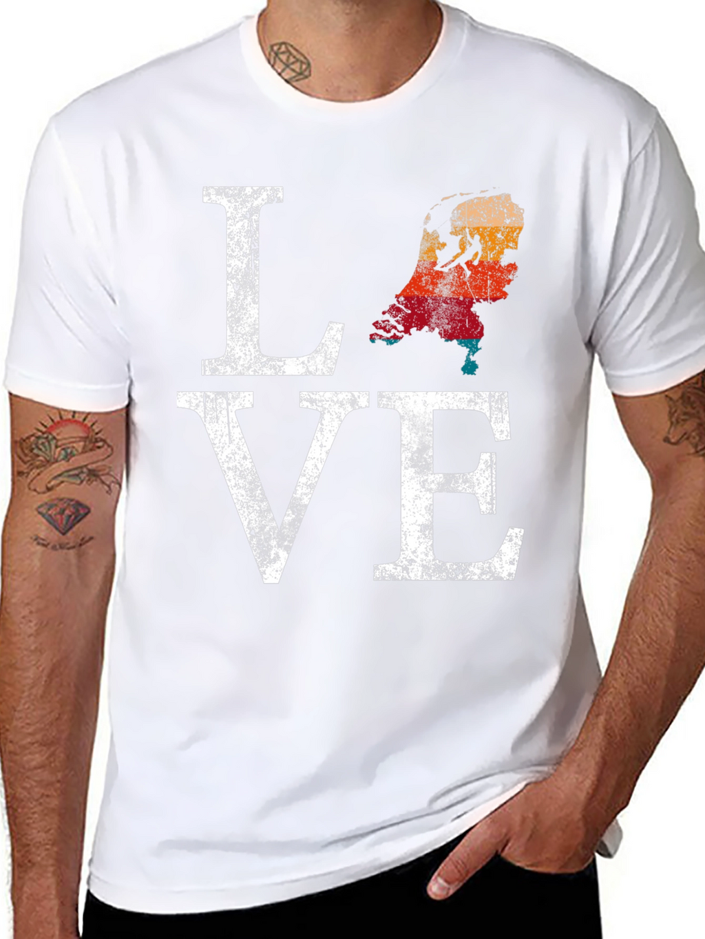 Netherlands Love Map Distressed Graphic T-Shirt