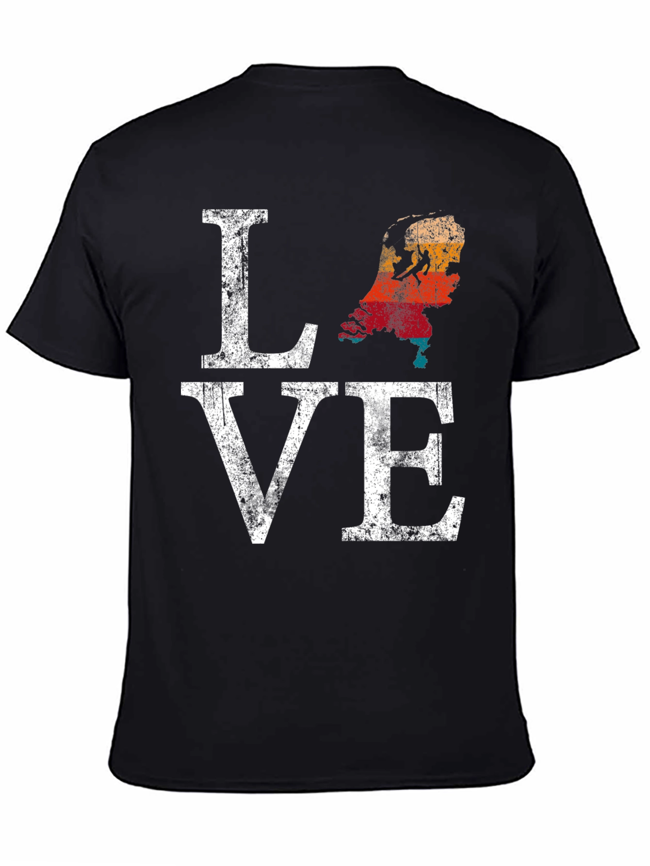 Netherlands Love Map Distressed Graphic T-Shirt