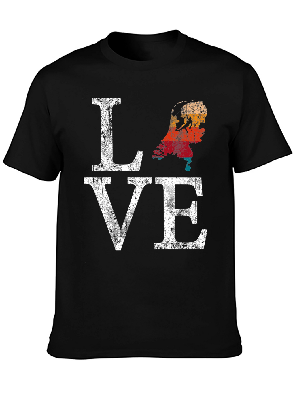 Netherlands Love Map Distressed Graphic T-Shirt